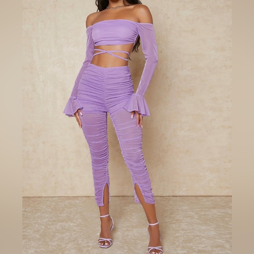 Fashion Nova ~ 2pc Lilac purple rouched set